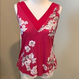 Pink and white floral tank top